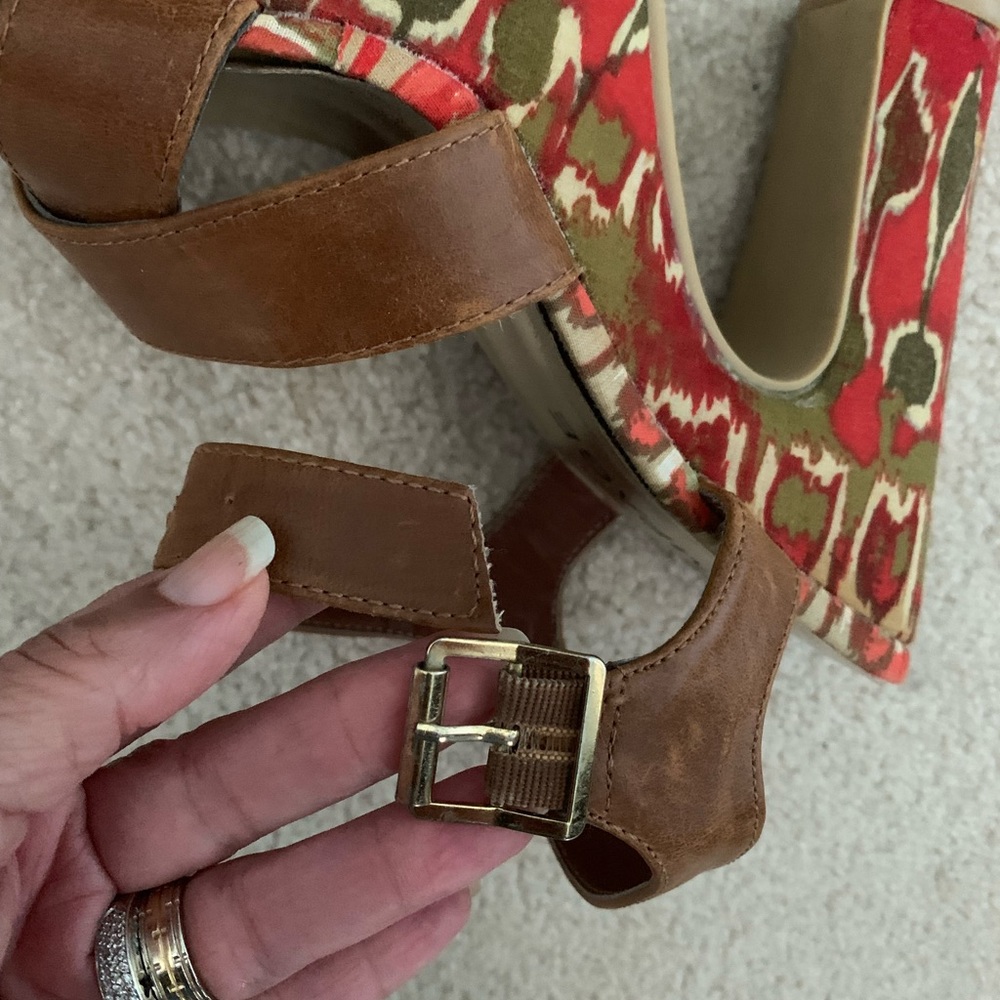 Rampage Tan Haylie Chunky Printed Heel Platform Sandals - Picture 8 of 9